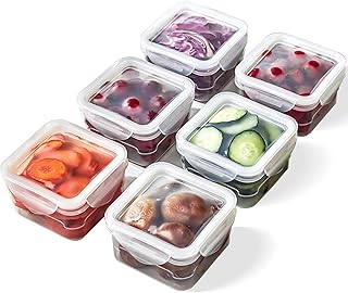6 Pack Vegetable and Fruit Storage Containers for Fridge, Food Storage Containers with Silicone Lid, Refrigerator Vegetable Crisper Makes Food Stays Fresh Longer, BPA Free & Reusable