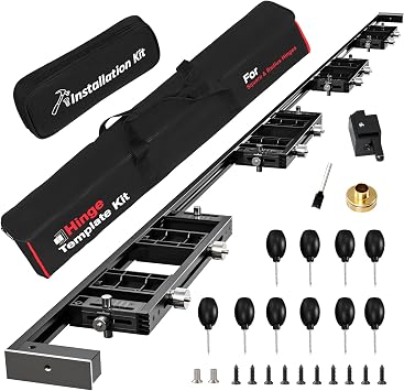 Door Hinge Template Kit, Portable Single Jig Provided, Quickly and Precisely Recess Square & Radius Hinges in Door and Frame, Full Flexibility for Hinge Size, Shape and Positioning Black