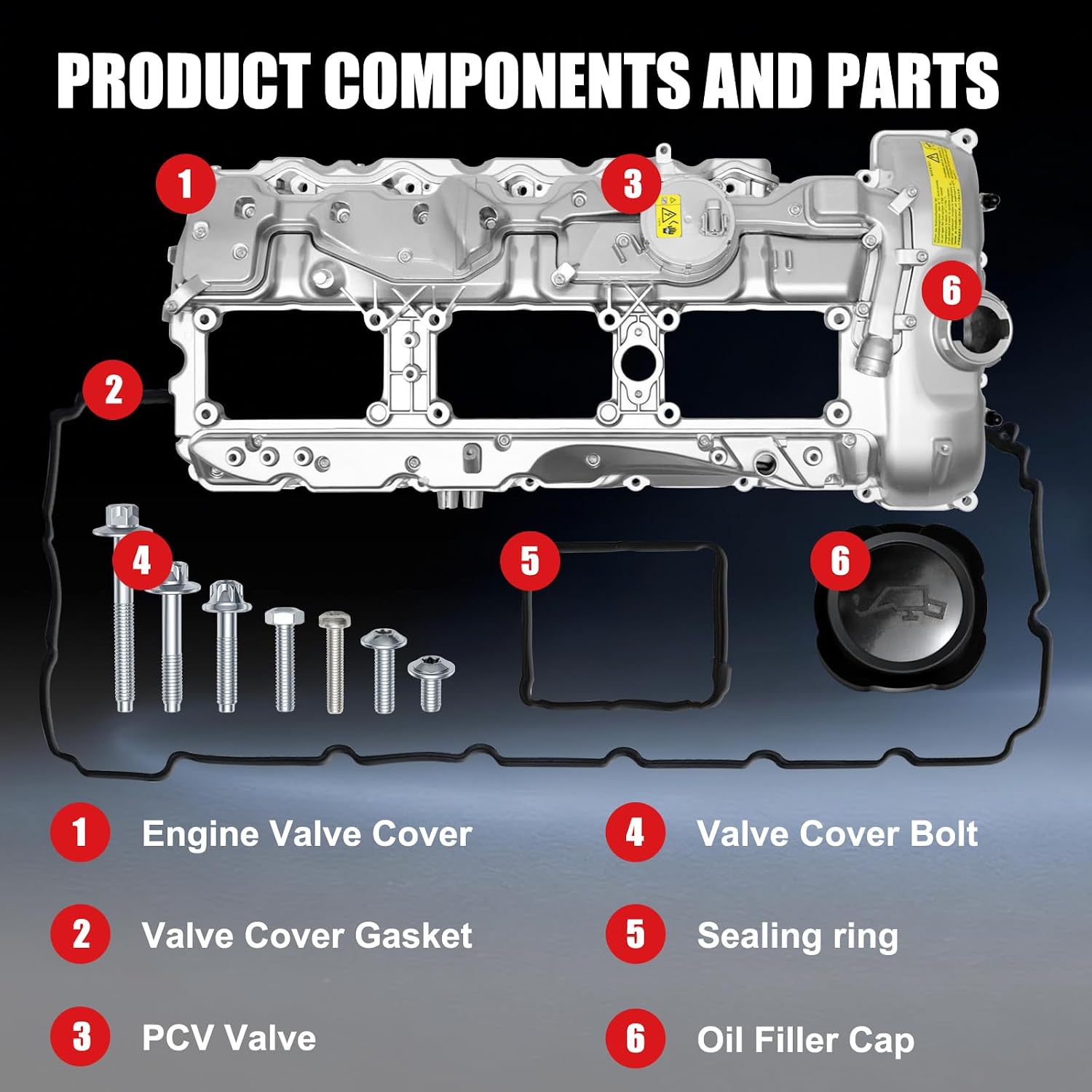 11127570292 Aluminum N55 Engine Valve Cover (W/Gasket Bolts) Fit for BMW X1 X3 X4 X5 X6 335i 535i 740i 640i 135i 135is 335i 435i 530i 535i 640i 740i 740Li ActiveHybird 3 5 7 M2 M235i 3.0L 2011-2019