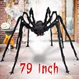 Aiduy Outdoor Halloween Decorations Scary Giant Spider Fake Large Spider Hairy Spider Props for Halloween Yard Decorations Party Decor, Black (1 Pack)