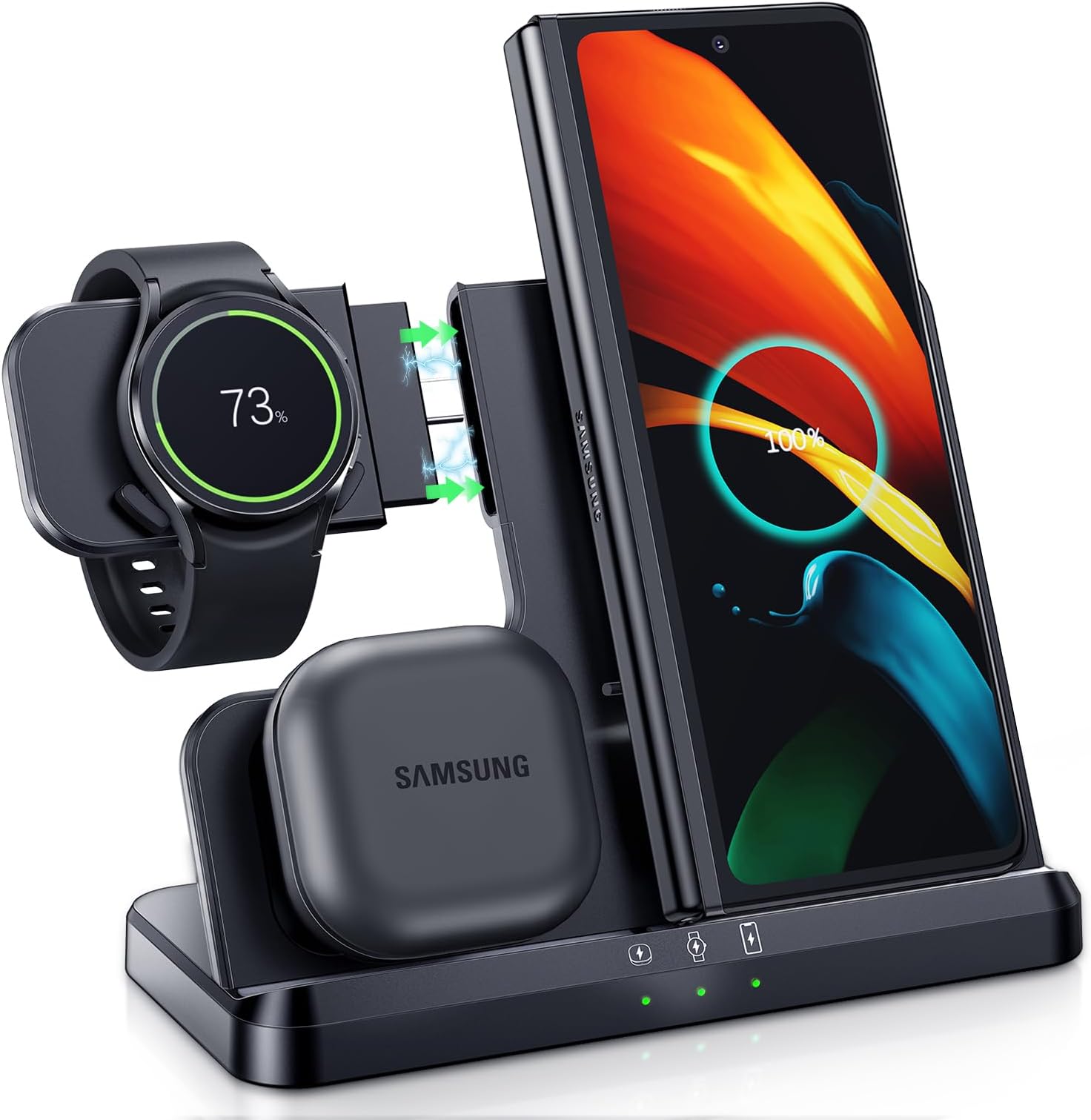 – Wireless Charger for Samsung 3 in 1 Wireless Charging Station Compatible for Galaxy Watch 8/7/6/5/4 Galaxy Buds 3/3 Pro Z Flip Fold 6/5/4 Samsung S26 S25 S24 S23 Ultra Plus FE Note 20