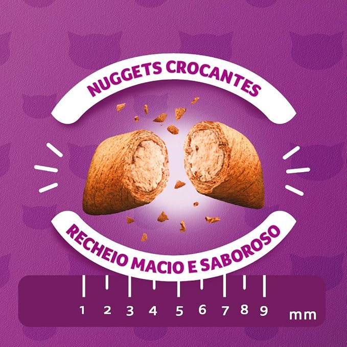 Nuggets crocantes de ração Whiskas com recheio macio e saboroso