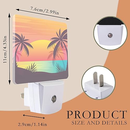 Miniatura 2 de Luz nocturna, palmera con luces nocturnas de puesta de sol en la playa, enchufables a la pared para dormitorio de niños y niñas, luz nocturna