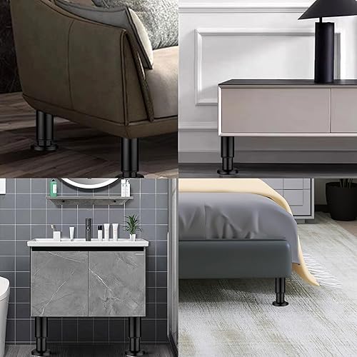 Miniatura 4 de 4 patas de soporte de cama de altura ajustable para marco de cama, pies de nivelación resistentes de 7.08 a 12.2 pulgadas, patas de soporte de marco