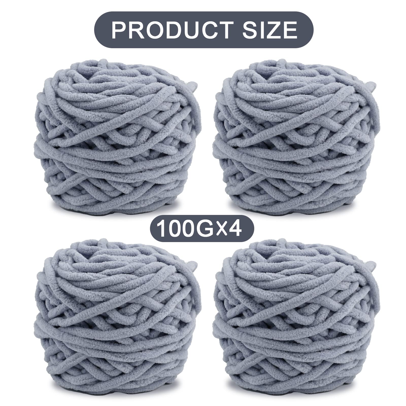 Knitting Wool Yarn 4 x 100g Multi-Colored Soft Chunky Yarn for Crochet Projects Making Plush Balls Handmade Bags Sweaters Shoes Hats Sweaters Blankets Scarves - Image 2