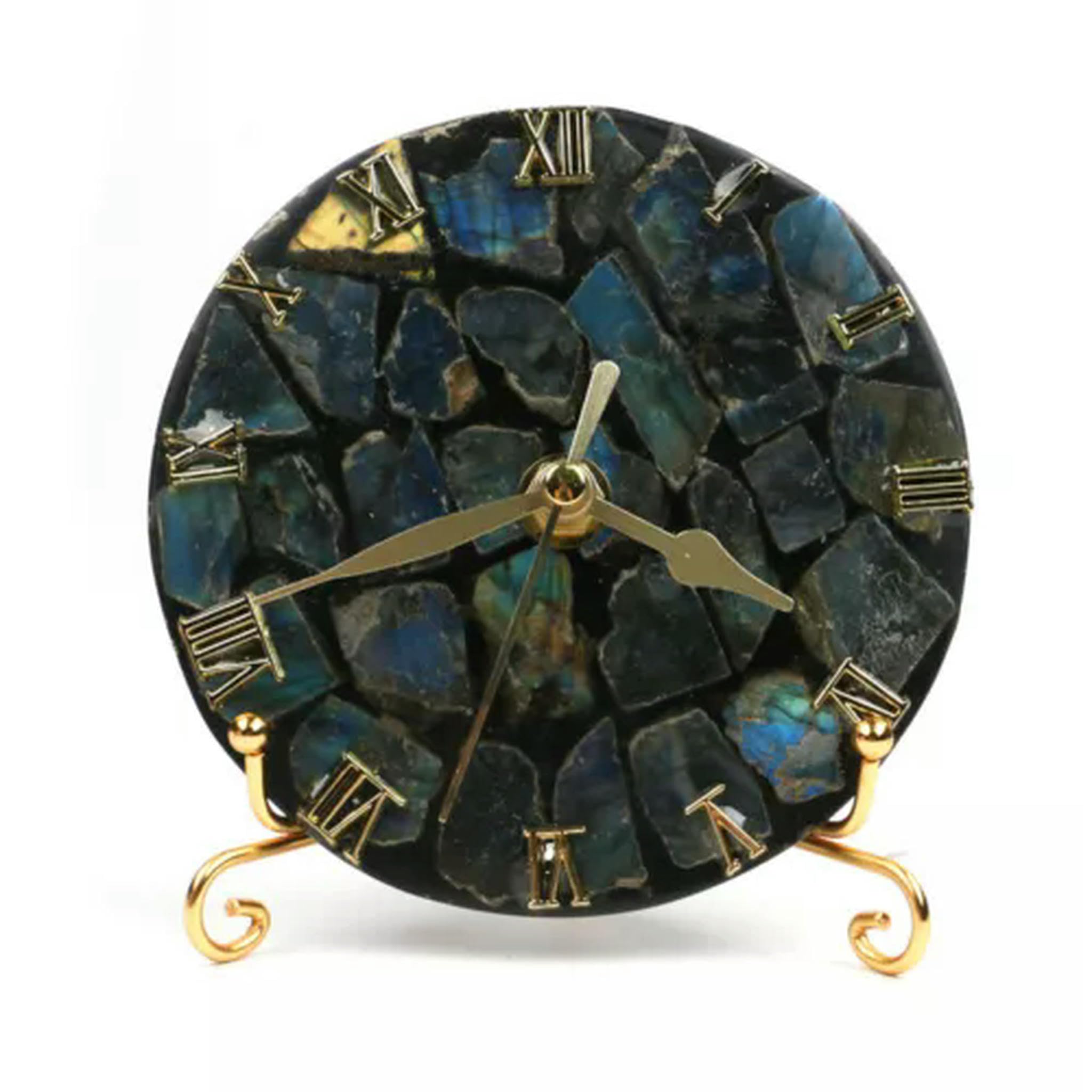 Disque d'horloge en Tranche d'agate Naturelle Ammonite Conque Labradorite sculptée - Tranche d'agate (Φ 8cm-10cm) Aléatoire ...