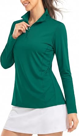 Boladeci Womens UPF 50+ Long Sleeve Golf Shirts, Quarter Zip Pullover