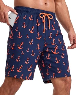 Yufawow 9 Inch Men Swim Trunks with Mesh Lining Breathable Quick Dry Drawstring Pockets for Summer Beach Travel Cruise