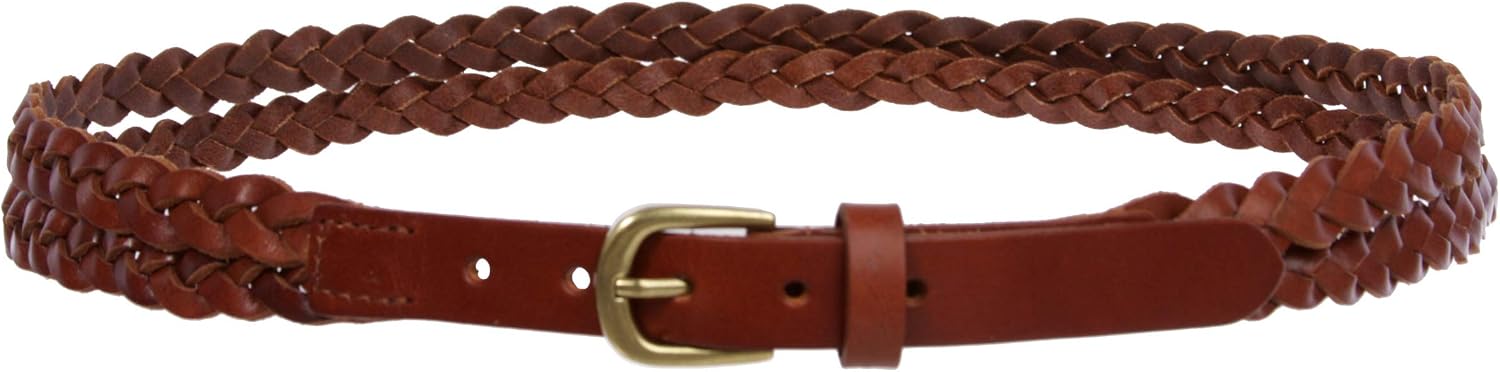 Beltiscool Women's Double Braided Skinny Leather Belt