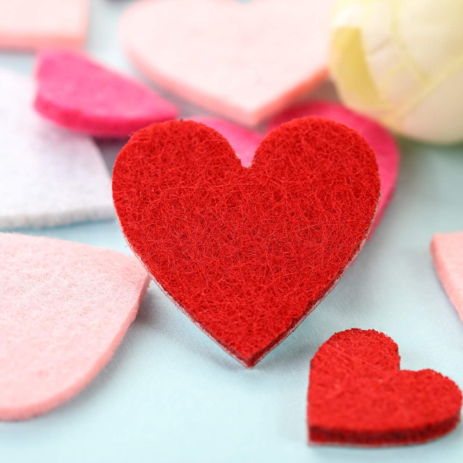 Boao 400 Pieces Valentine's Day Felt Heart Stickers Red Pink Self Adhesive Mini Foam Craft Colorful Heart Shapes Decorative Confetti for Valentine's Day Wedding Decoration Supplies