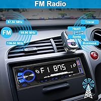 Vista 3 de Radio de coche Bluetooth Single DIN Audio estéreo para automóvil, audio para automóvil con manos libres y control de aplicación, compatible con FM