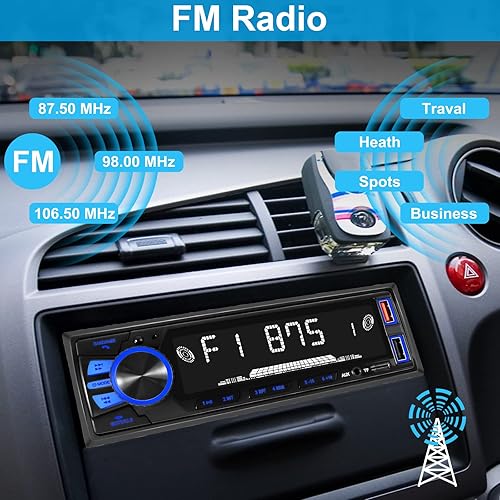 Miniatura 3 de Radio de coche Bluetooth Single DIN Audio estéreo para automóvil, audio para automóvil con manos libres y control de aplicación, compatible con FM/