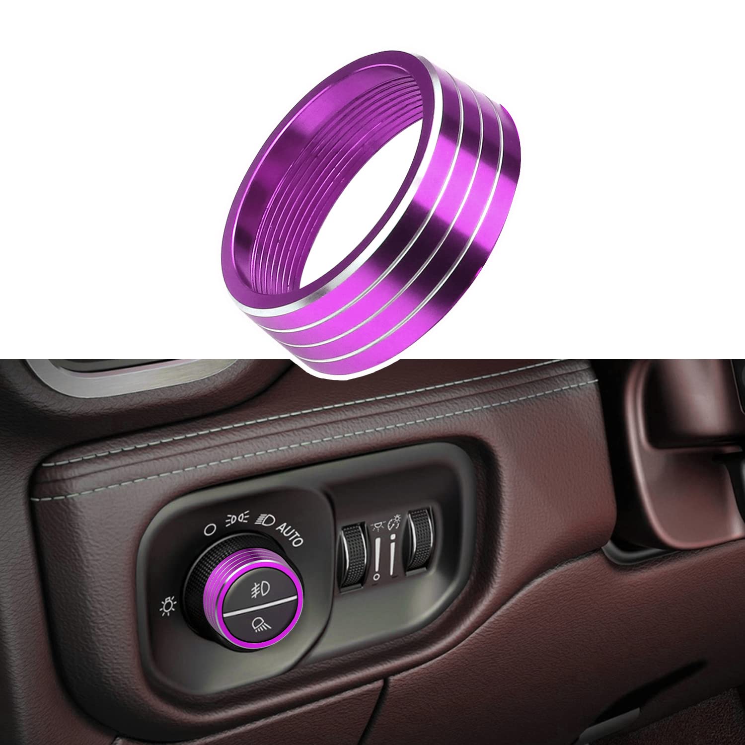 Couvercle de bouton de phare en alliage d'aluminium premium Dodge RAM violet