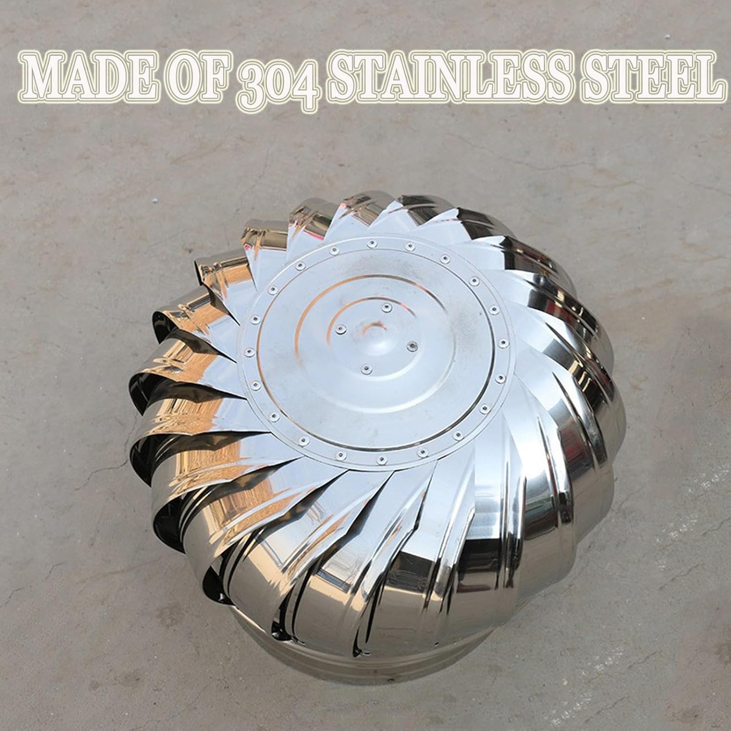 Wind Turbines Air Vents,Roof Ventilator Dome Ventilator, Cap Vent Round, Stainless Steel Exhaust Cap, Wind Turbines Air Vents, Internally Braced Wind, DIY Easy Vent Hookup Kittilation(11.8i