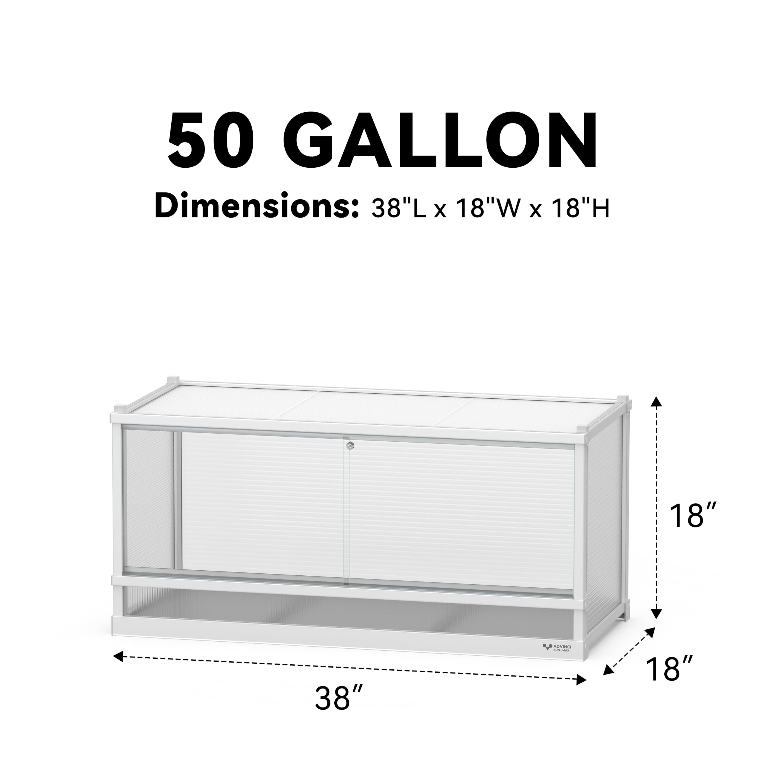 Tanque para reptiles de 50 galones, recinto para reptiles para un fácil mantenimiento, ventilación de pantalla superior y puerta corredera de vidrio, 36 x 18 x 18 pulgadas
