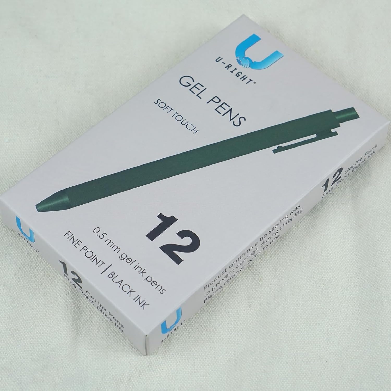 U-RIGHT 12 Pcs Gel Ink Pens Black Ink 0.5 mm Fine Point Smooth Writing Cute Pens for Office School (Green) image 2