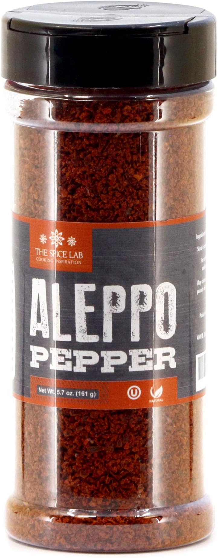 The Spice Lab Aleppo Pepper Chili Flakes Gourmet Crushed Red Pepper Flakes (5.7 oz Shaker Jar) OU Kosher Gluten-Free Non-GMO All Natural - Turkish Spice Blend Used in Harissa Spice or Zaatar Spice
