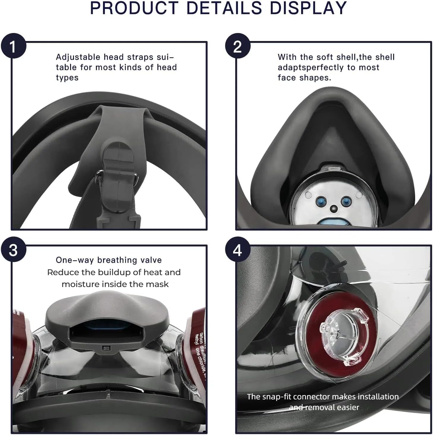 Full Face Respirator Mask With Filters,Gas Mask & Reusable Paint Mask For Spraying,Painting,Welding, Sanding, Woodworking,Construction,Polishing,DIY and Other Work