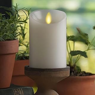 Flameless LED Battery Operated Flickering Pillar Candles - White - Pack of 1-3x4.5 - Realistic Moving Flame Real Wax Indoor/Outdoor Decor