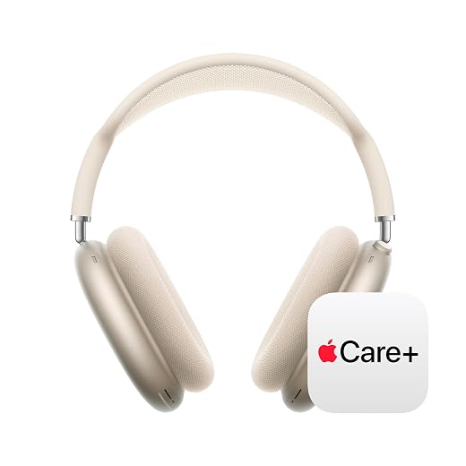 Apple AirPods Max 2 Wireless Over-Ear Headphones, Active Noise Cancellation, Adaptive Audio, Personalized Spatial Audio, Live Translation, Bluetooth Headphones – Starlight with AppleCare+ (2 years)