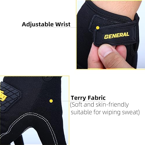 Miniatura 2 de KLDOLLAR Guantes de trabajo de cuero para hombre, guantes de jardinería 3 paris, guantes de trabajo resistentes para mejoras del hogar, trabajo en