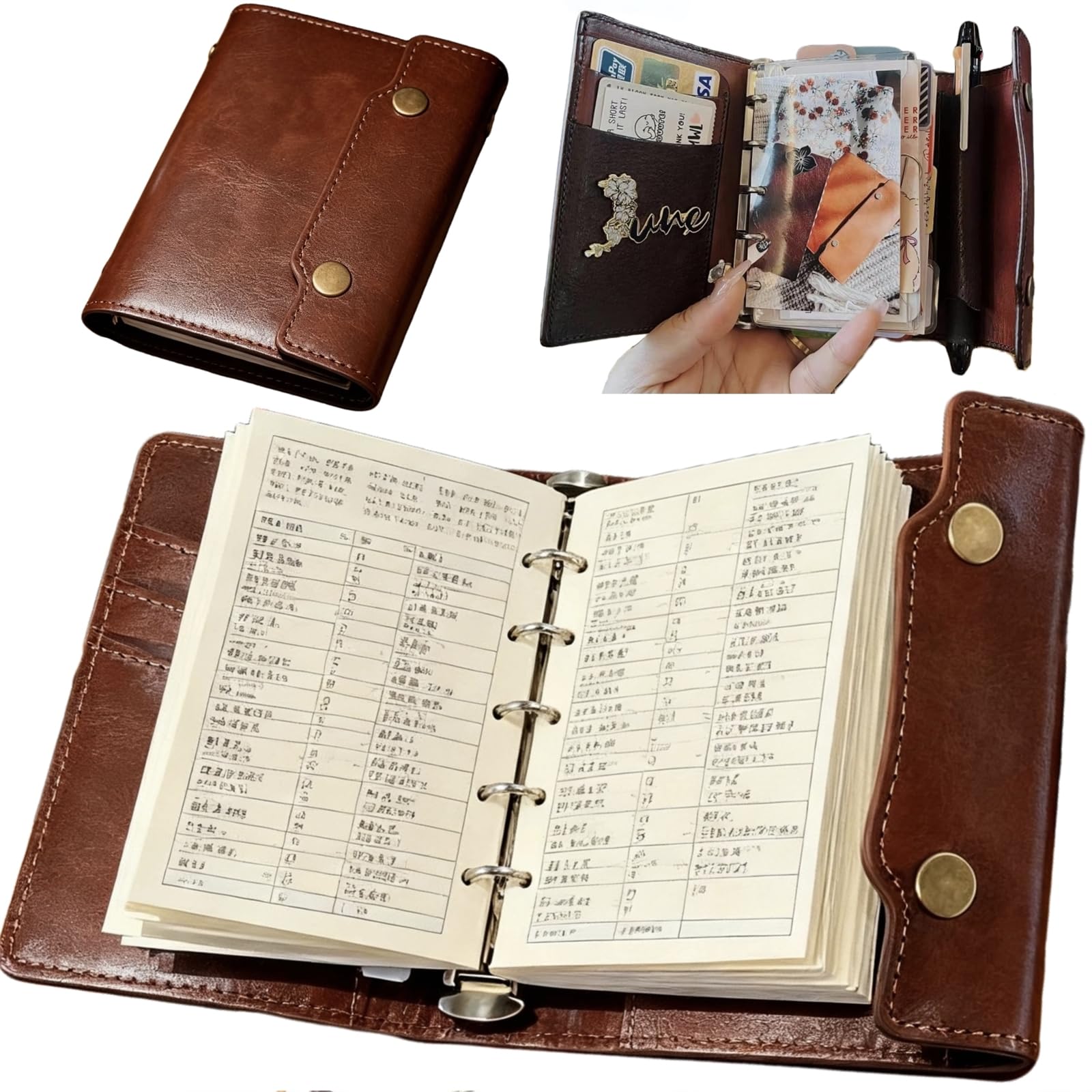 Amazon.co.jp: 【Laxewzul】システム手帳 ビジネス手帳 三つ折り