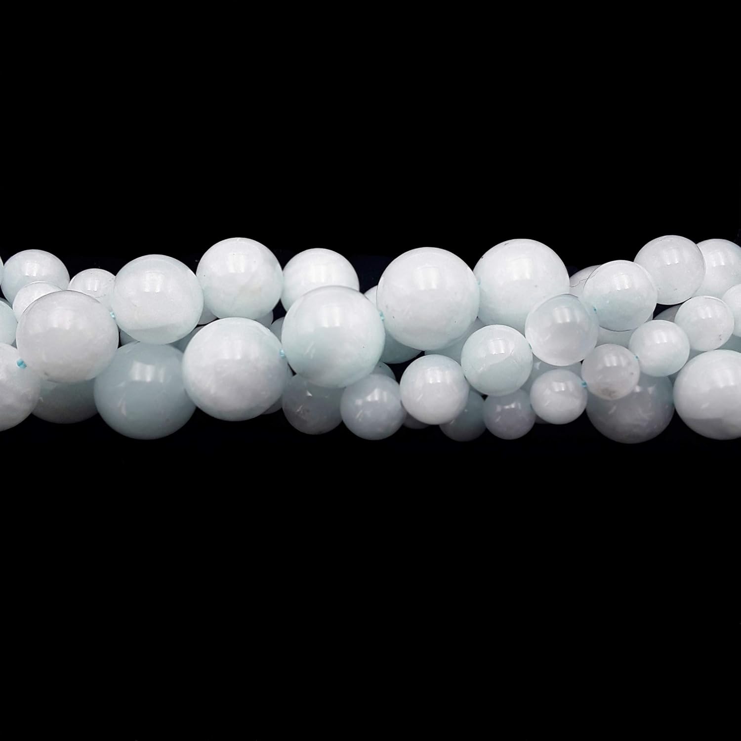 JM Design Light Blue Chatoyant Celestite Smooth Round Beads Size 12mm 15.5" Strand for Jewelry Making