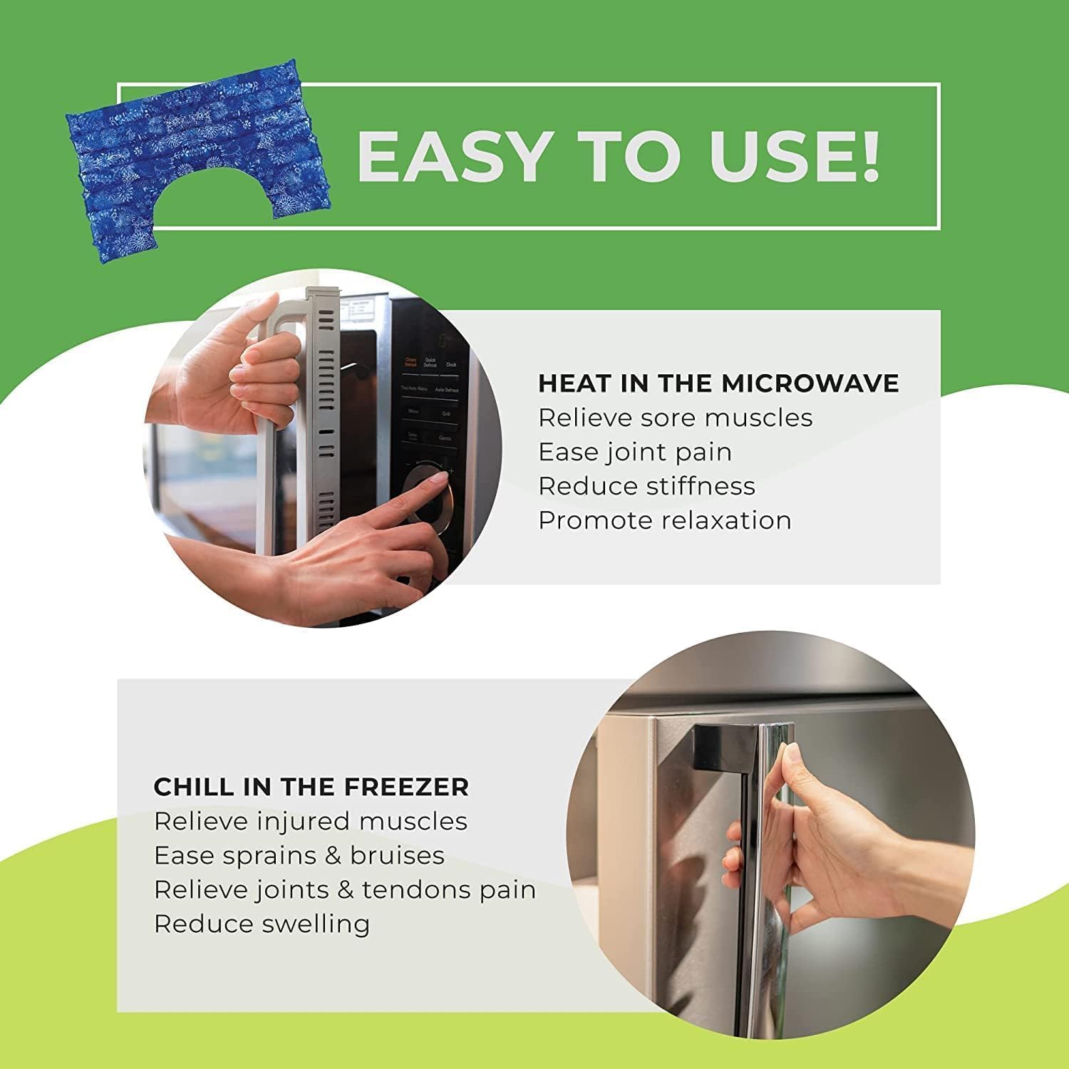 Nature Creation Microwave Heat Pad for Neck and Shoulder with an Extention That Cover The Neck - Microwave Heating Pad for Shoulders & Upper Back Cold Compress & Hot Pack - Butterfly Dance 1 Pack