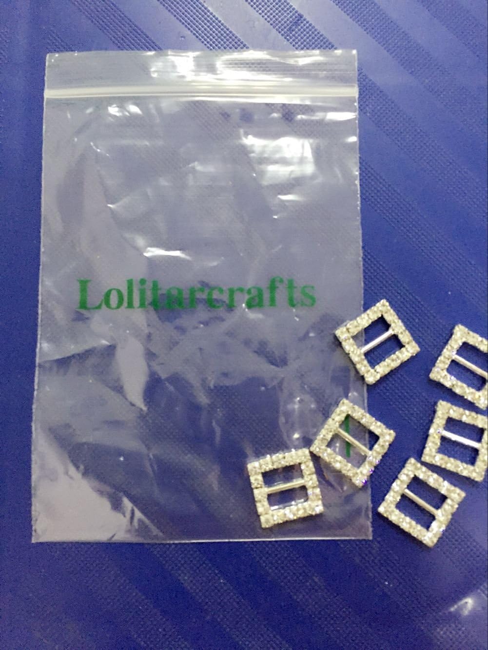 Lolitarcrafts 35pcs 15mm Cute Smaller Square Rhinestone Buckle Invitation Ribbon Slider for Wedding Supply Gift Wrap