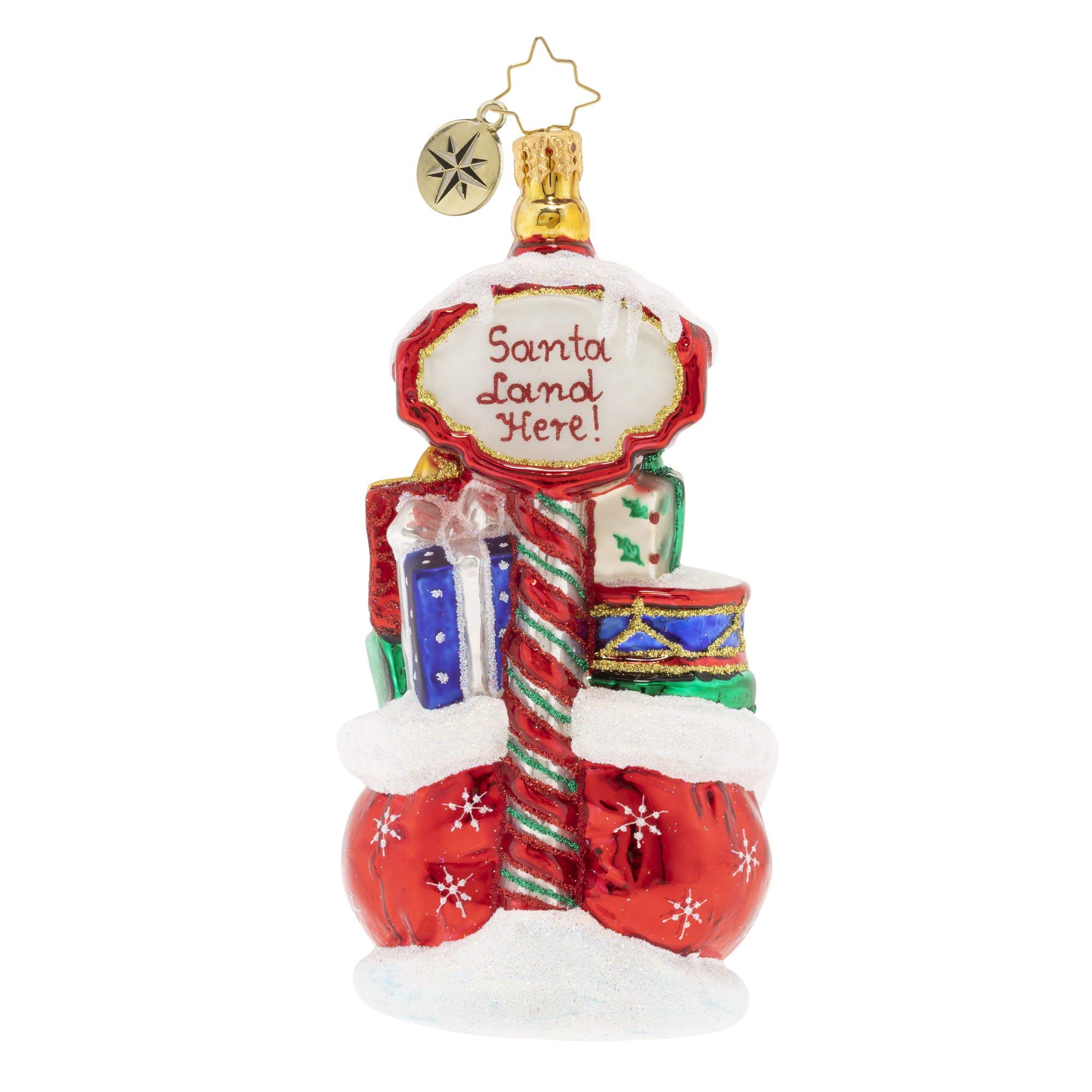 Christopher Radko Hand-Crafted European Glass Christmas Decorative Figural Ornament, Santa's Landing Pad