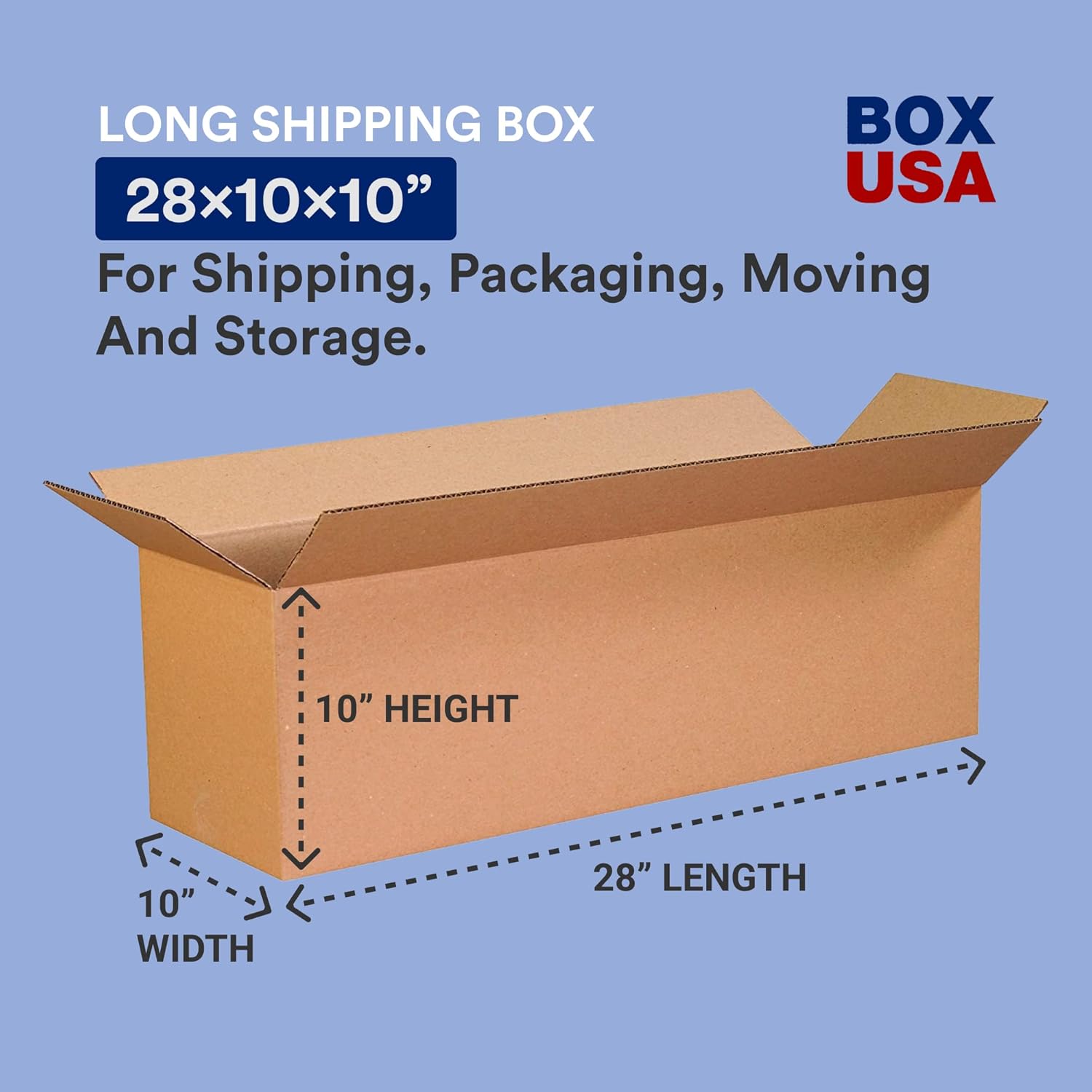 BOX USA Shipping Boxes Medium 28'L x 10'W x 10'H, 25-Pack | Corrugated Cardboard Box for Packing, Moving and Storage 28x10x10