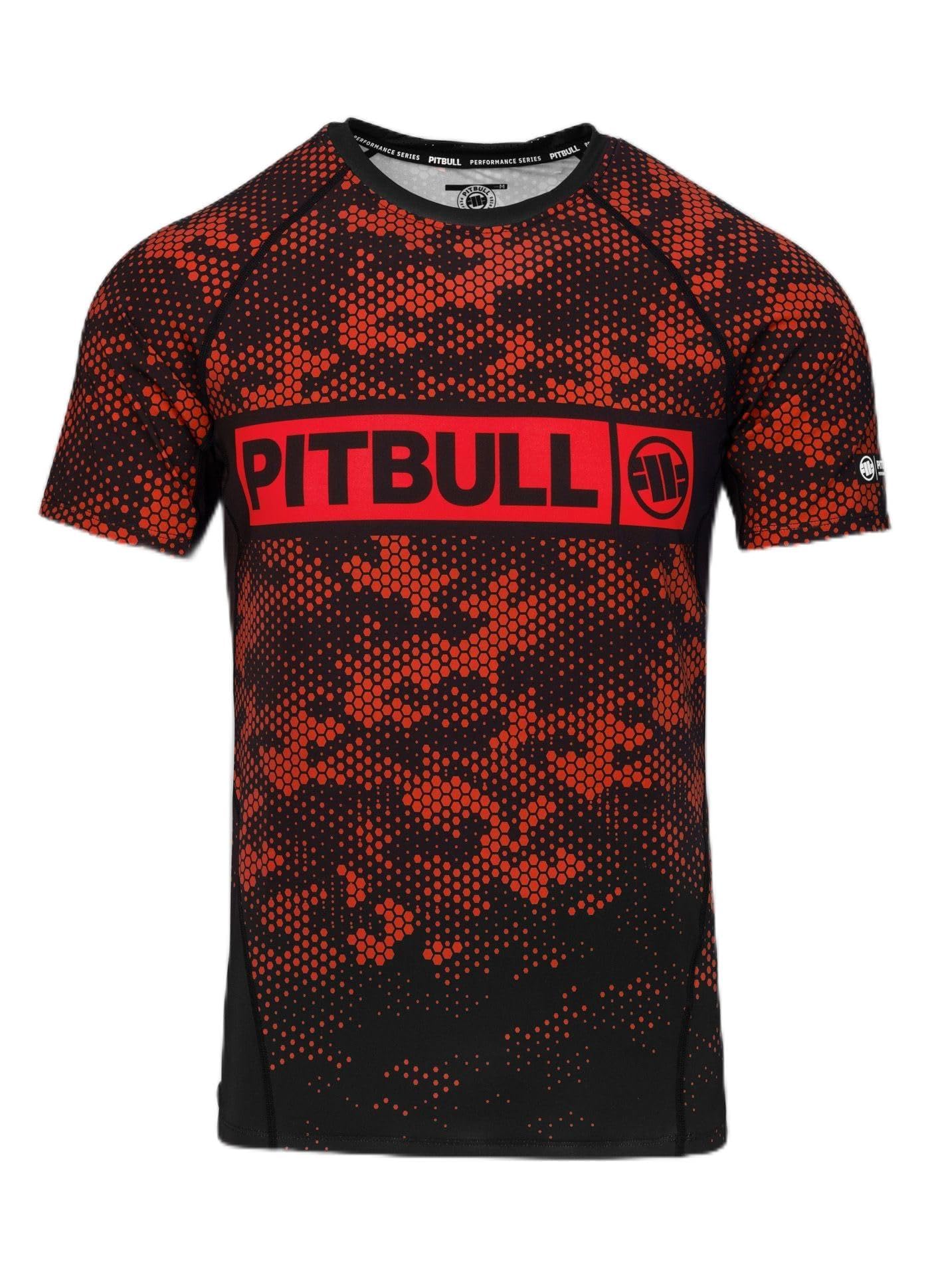 PITBULL - Herren Rashguard T-Shirt HEX CAMO Hilltop, Rash Guard Tshirt | Rashguard Kurzarm, Funktionsshirt Elastisch, UV Shirt Herren, Schnelltrocknend, Training Fitness Gym Shirt