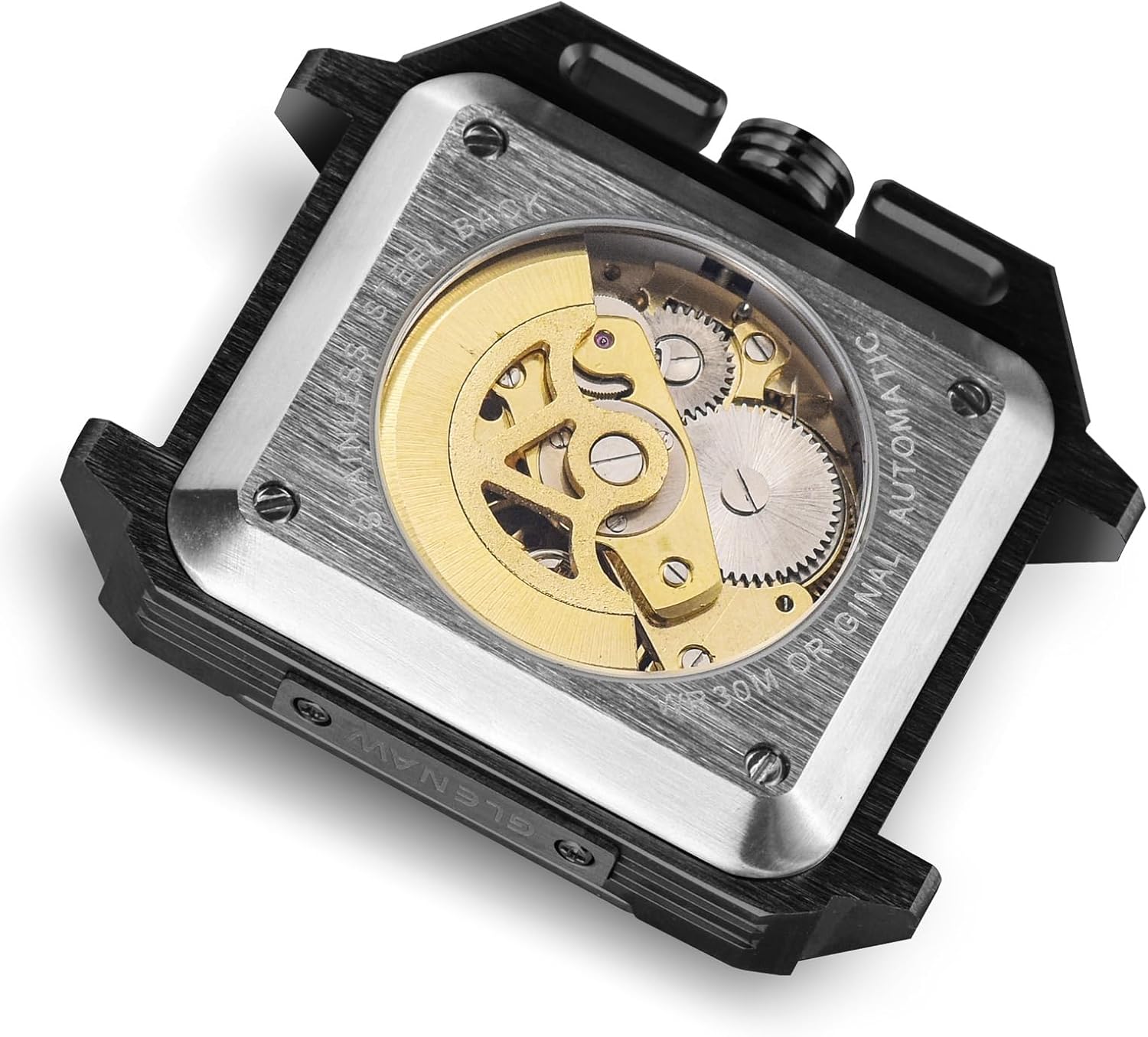 Automatic Square Watches for Men Self Winding Mechanical Stainless Analog Wrist Watch 3ATM Waterproof