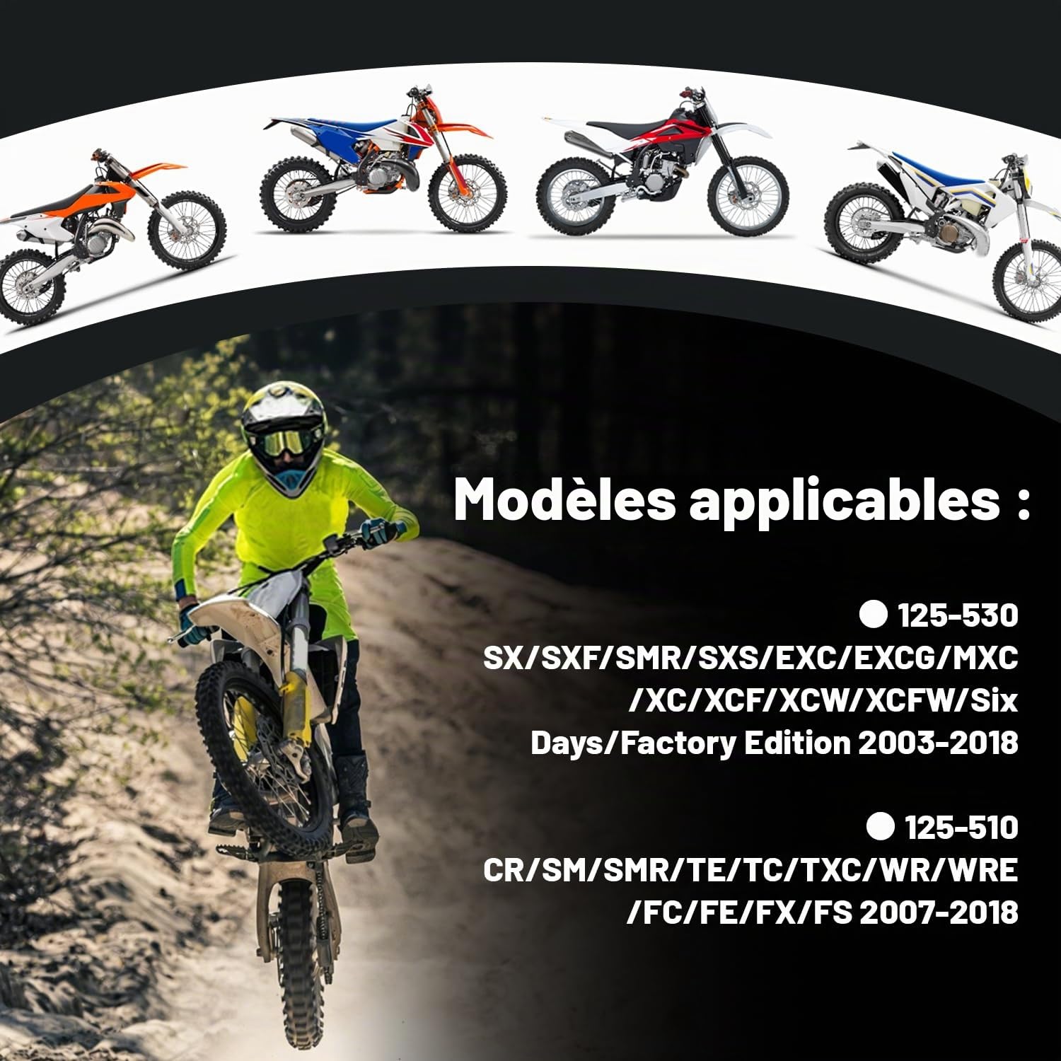 Maitre Cylindre Frein Arriere Moto,pour 125–510 CR SM TE TC FC FE FX FS | Maitre Cylindre pour 125–530 SX SXF SMR EXC SXS EXCG XC XCF XCW XCFW