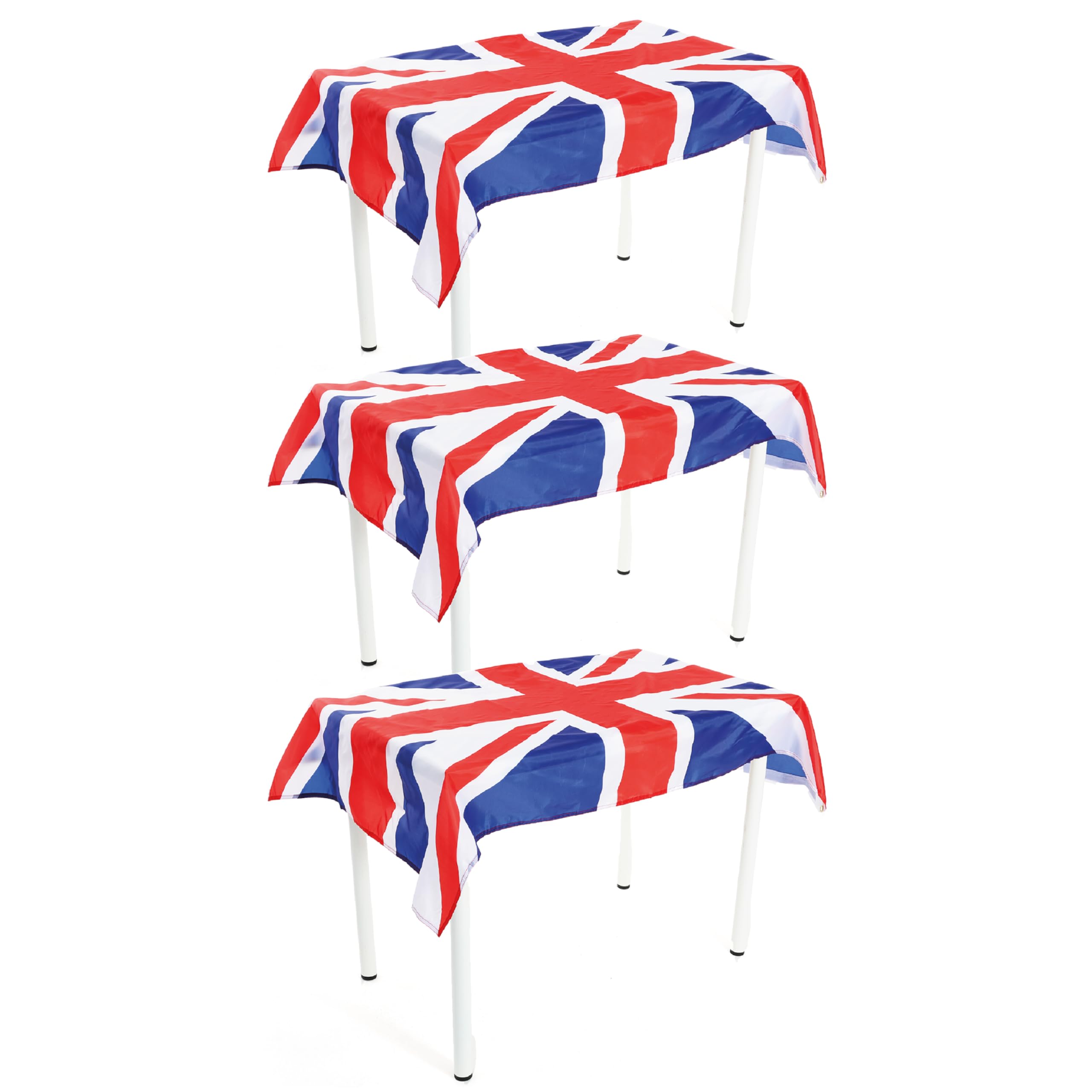 I LOVE FANCY DRESS Union Jack Flag Tablecloth - Pack of 3-5ft x 3ft Polyester Table Cloth with Union Jack Flag Print - King's Coronation Street Party Table Cover Tableware Decoration