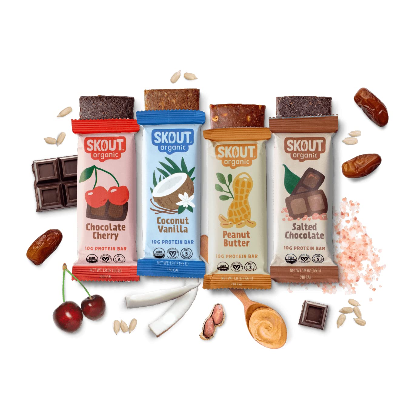 Buy Skout Organic PlantBased Protein Bars Variety Pack (12 Pack) 10g