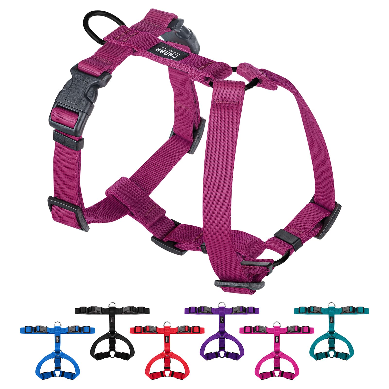 Chaba Guard Dog Harness for Medium Dogs with Control, Anti-Pull & Choking, Adjustable, Comfortable and Lightweight, Classic Step-in Chest Harness, Running Harness, Dog Harness, Size L, Burgundy