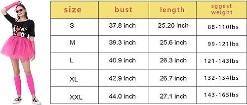 Miniatura 6 de Disfraz de los años 80 para mujer, disfraz de rock de los 80, falda tutú, camiseta, collar y conjunto de joyas