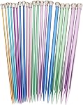 Knitting Needles Set, 10in Aluminum Straight Knitting Needles Set Single Pointed Colored Ultra Light for DIY Knitting Projects, 10 Size From 3.0 to 10.0mm/0.12 to 0.39in