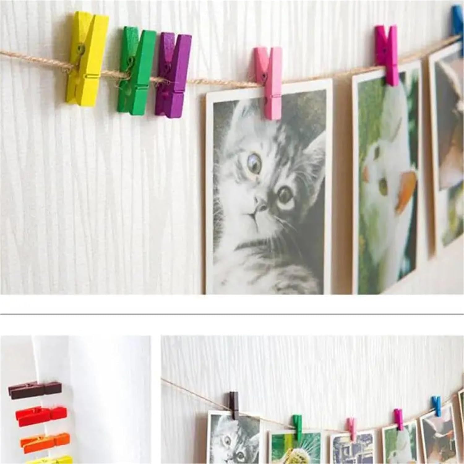 Clothes Pins 600Pcs Natural Wooden Clips Photo Clips Clothespin DIY Wedding Party Wooden Clips Mini Clothespins for Photo Wall and DIY Craft(Muliticolor,3.5X0.7cm)