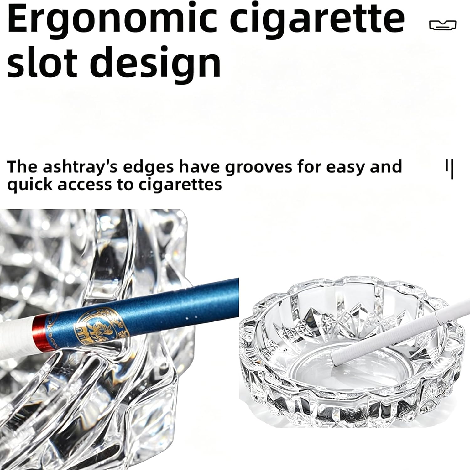 Fancy Glass Ashtray: 4.7-inch Crystal Ashtray, Dual-use Holder for Cigarettes, Stylish Ornament for Home, Office Desktop & Tabletop, Practical Ash Receptacle & Decorative Piece