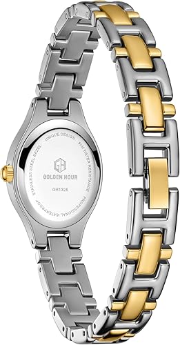 Miniatura 4 de GOLDEN HOUR Reloj de pulsera ovalado vintage de tono dorado para mujer