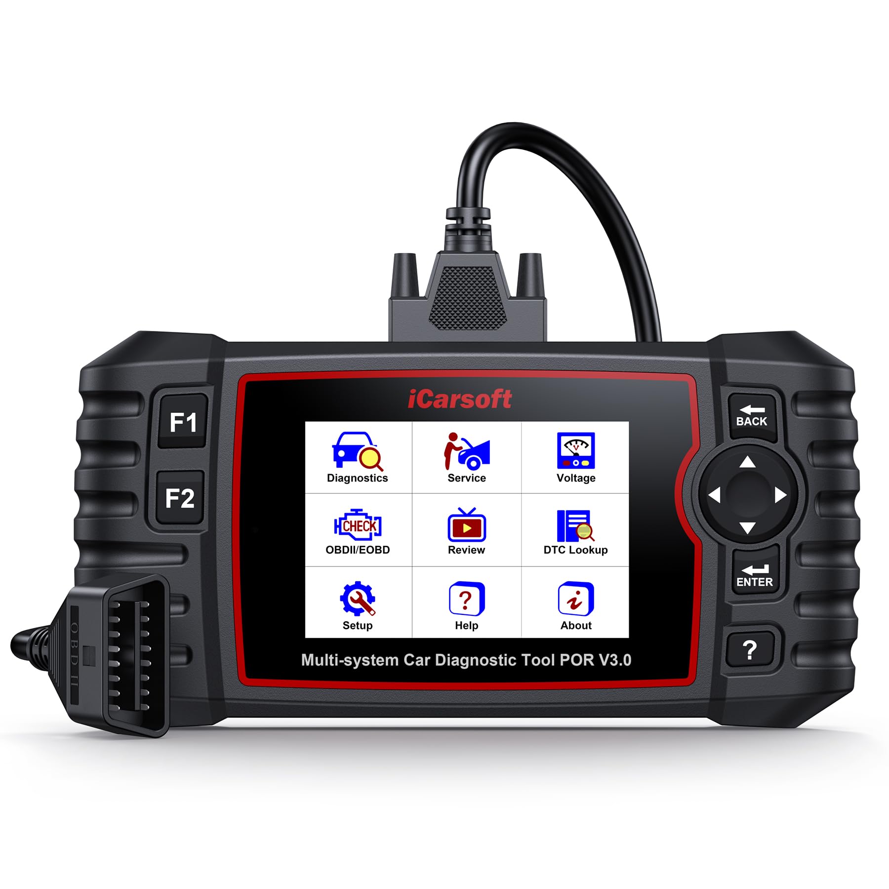 iCarsoft POR V3.0 Bidirectional Diagnostic Tool for Porsche/Cayenne, Full System OBD2 Scanner, 27 Service +12 Extra Functions, Code Reader for Porsche, Battery Test, Auto VIN, Lifetime Update