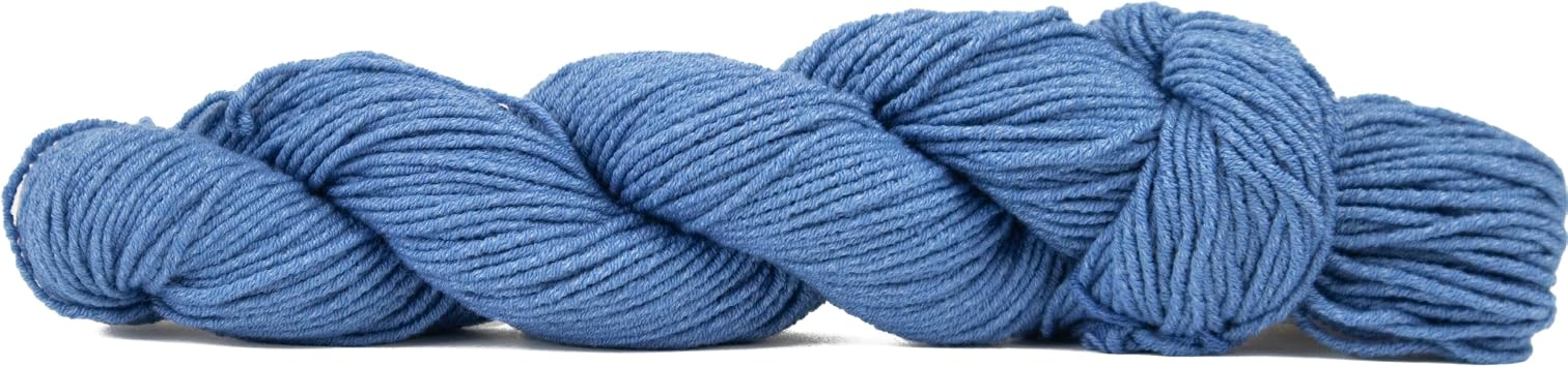 HiKoo CoBaSi DK Sock Yarn, Cotton, Bamboo Viscose, Silk and Nylon Blend for Knitting, Crocheting, and Crafts, 50 Gram Hank, 140 Yards, #012 - Iris Blue