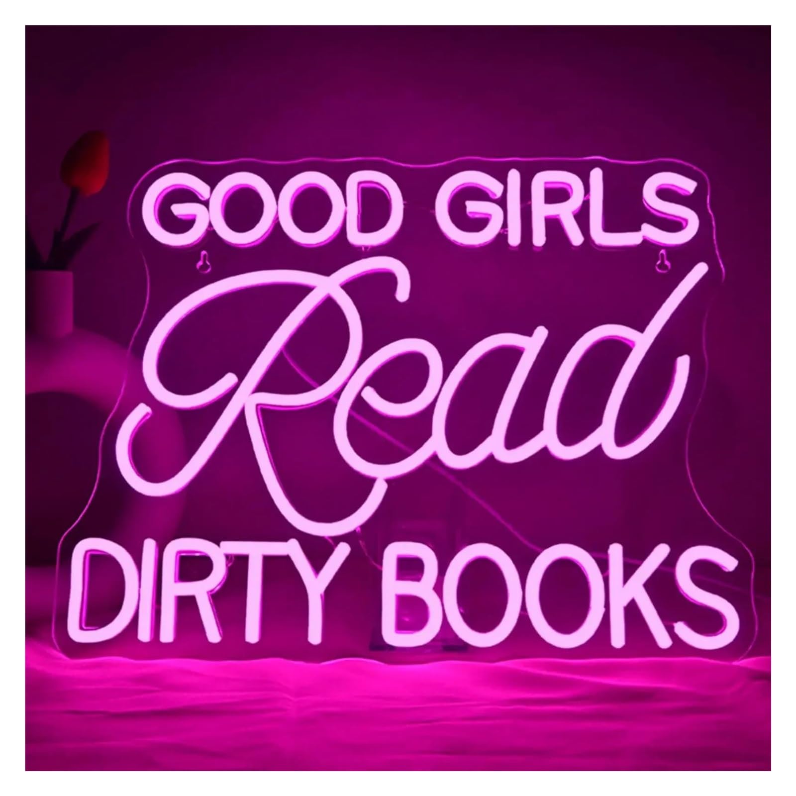 LEMST Sign Lamp Good Girls Read Dirty Books Neon Sign Light Dimmable for Home Books Party Bedroom Book Lover Library Wall Decor 42cmx32cm