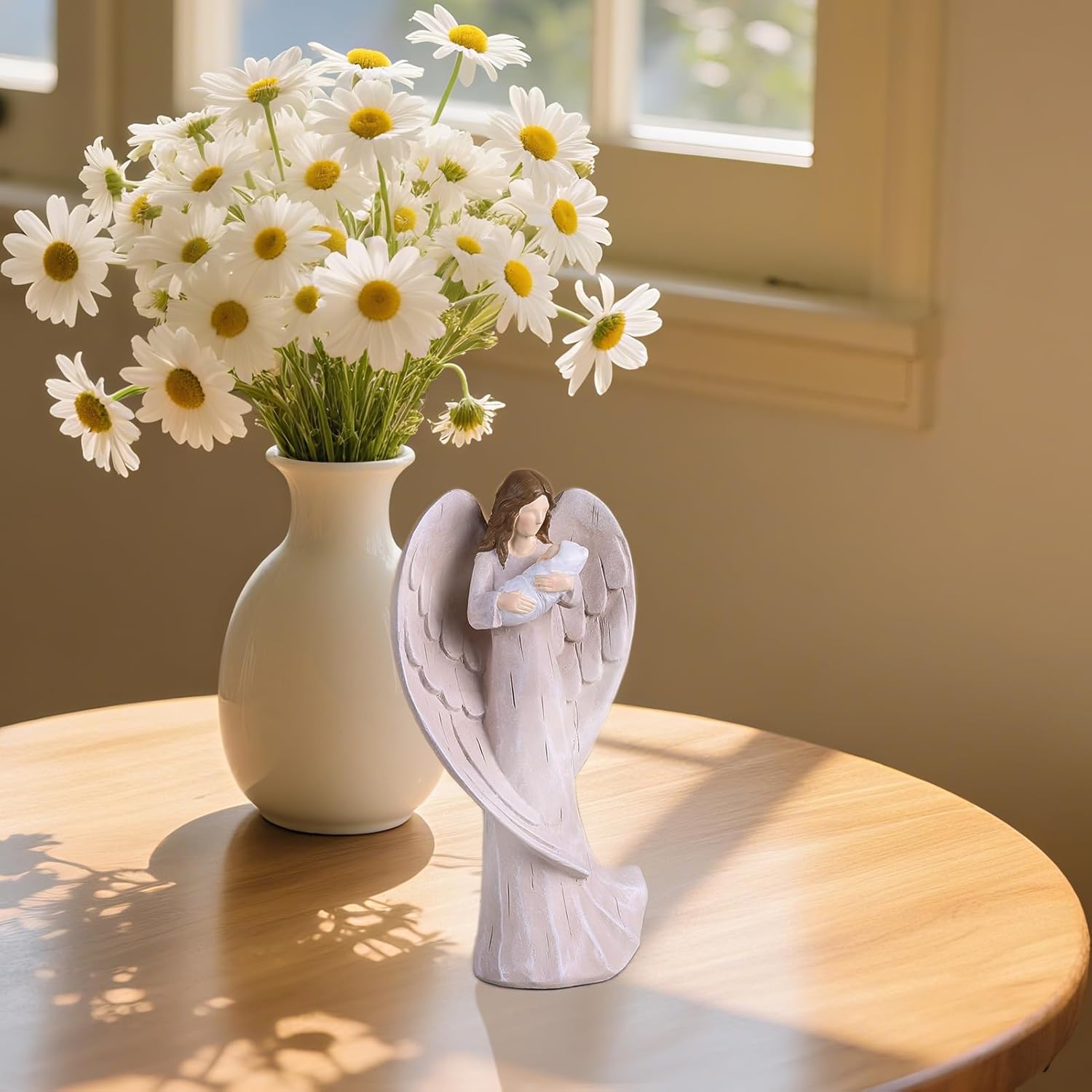 Guardian Angel Statue - Holding Baby Angel Figurines,Angel's Embrace - for New Mom, Baptism, or Miscarriage Gifts,Hand-Painted Resin Memorial Figure,Sympathy Angel Figurine,Godmother Keepsake - Image 5