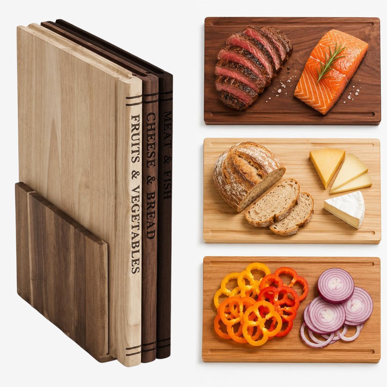 Book Cutting Boards Three Pieces Decorative Chopping Tool Wooden Kitchen Ac