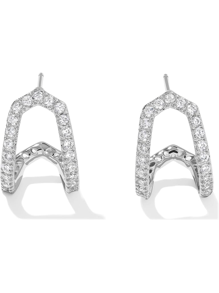Silver Kendra Scott Daphne Pave Huggie Earrings