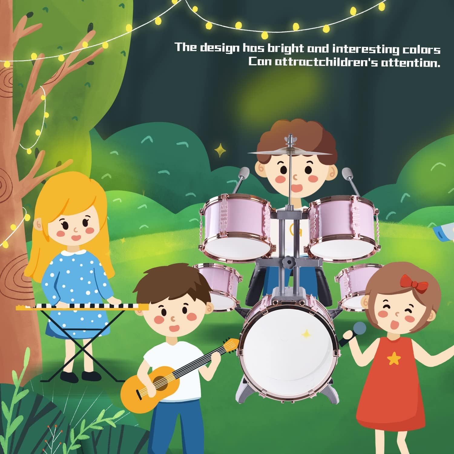 Children's Jazz Drum Set - Children's Educational Instrument Toy Set Rock Jazz Drum Set Percussion Instrument Music Enlightenment Education Toy Suitable for 3-8 Year Old Boys and Girls Gift