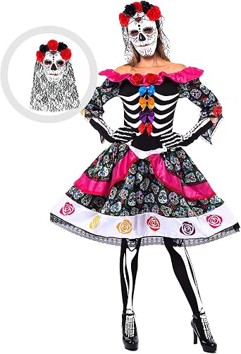 My Other Me Damen-Kostüm „Tag Der Toten“ – Halloween-Kleid In M/L